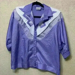 Vintage 70s purple windbreaker sz L *flaw grandmacore western cowgirlcore